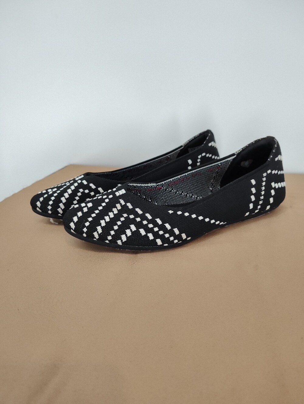 Skechers Cleo Black and White Patterned Ballet Flats